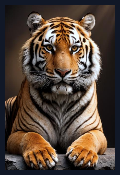 A majestic tiger showcasing photorealistic capabilities