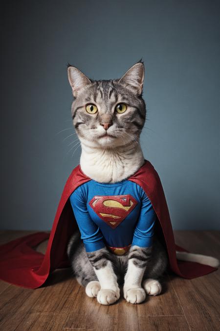 Photorealistic cat in costume