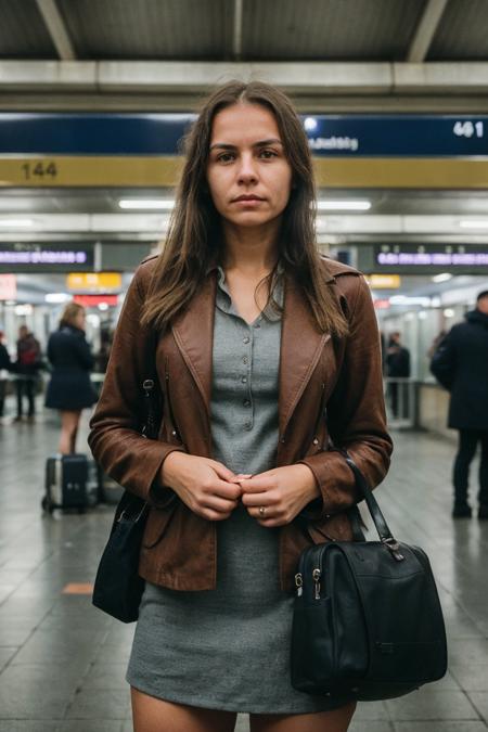 A woman in a subway station