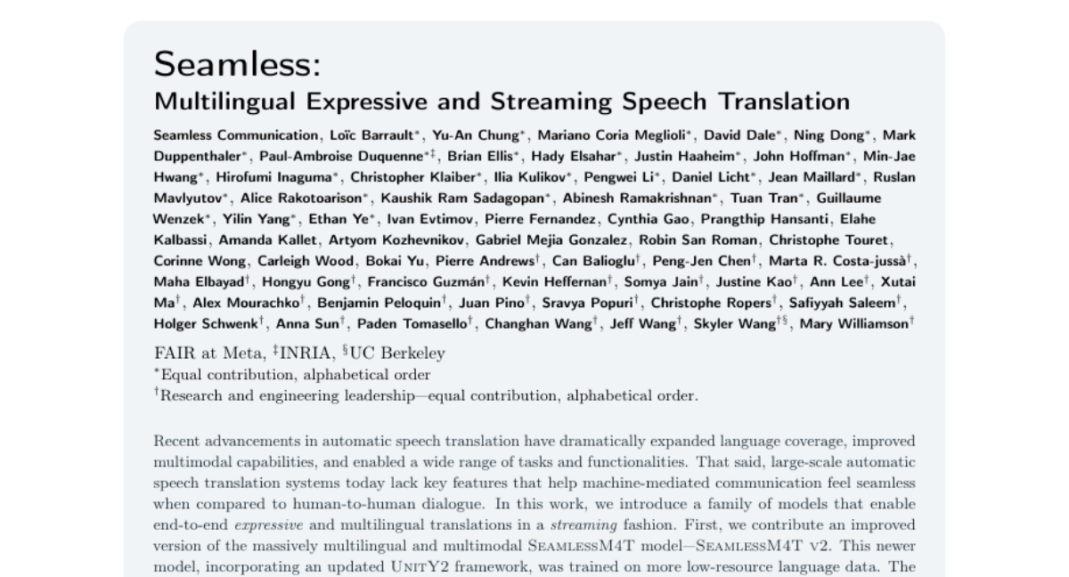 Seamless research paper