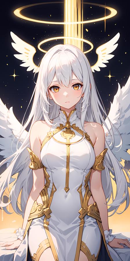 Anime-style female angel with white hair