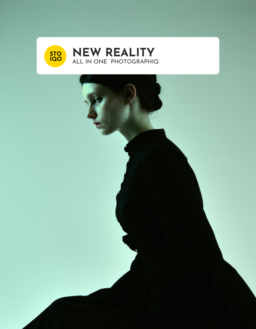 A model in a dark dress demonstrating the photorealistic capabilities