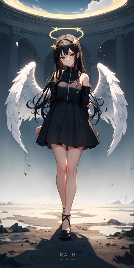 Anime-style angel with dark hair